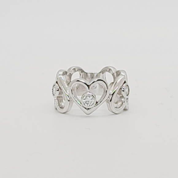 925 Sterling Silver White Gold Plated ring sz4.5 - Picture 1 of 3